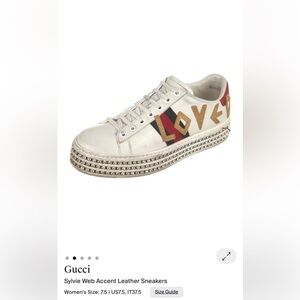 Gucci bedazzled gold, red & blue sneakers
